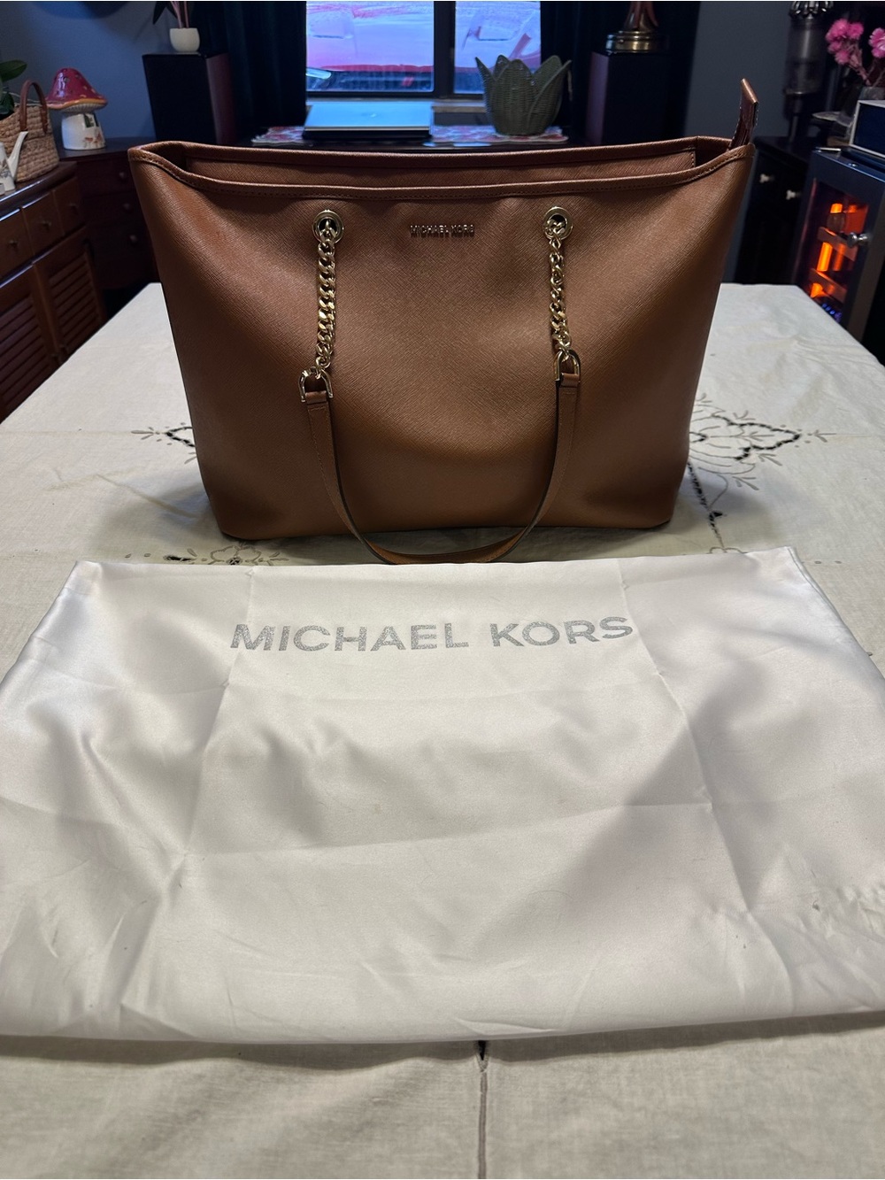 Michael Kors Brown Leather Laptop Tote